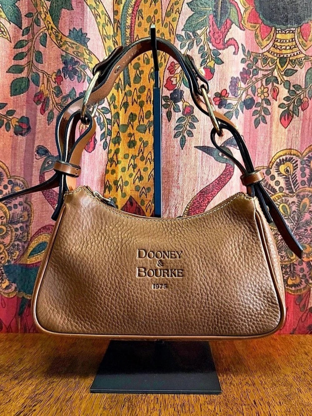 Dooney & Bourke 1975 Brown Pebbled Leather Small Shoulder Bag